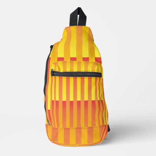 Orangelbes Streifenmuster Crossbody Bag (Vorderseite)