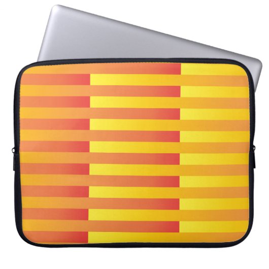 Orangelbes Streifenmuster Laptopschutzhülle (Vorderseite)