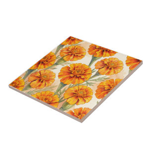 Orangemuster aus Ringelblumen Fliese