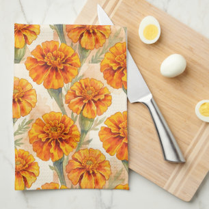 Orangemuster aus Ringelblumen Geschirrtuch