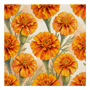 Orangemuster aus Ringelblumen Poster