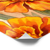 Orangemuster aus Ringelblumen Poster (Ecke)