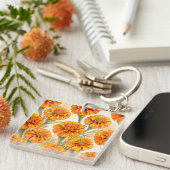 Orangemuster aus Ringelblumen Schlüsselanhänger (Vorderseite rechts)