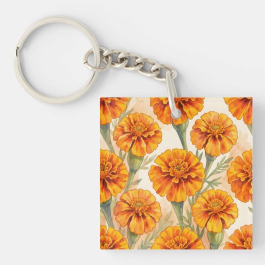 Orangemuster aus Ringelblumen Schlüsselanhänger (Vorderseite)