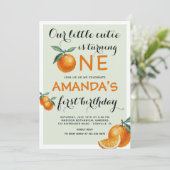 Orangen 1. Geburtstag ein wenig Süsse Einladung (Stehend Vorderseite)