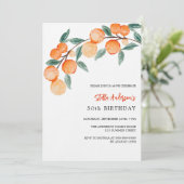 Orangen Aquarell Geburtstag Einladung (Stehend Vorderseite)