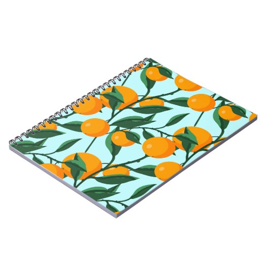 Orangen auf Blätterzweigen nahtlos, Zitrusfrüchte Notizblock (Linke Seite)