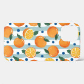 Orangen auf gestreiftem Hintergrund, Sommermuster. Case-Mate iPhone Hülle (Rückseite (Horizontal))