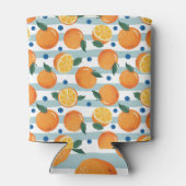 Orangen auf gestreiftem Hintergrund, Sommermuster. Dosenkühler (Rückseite)