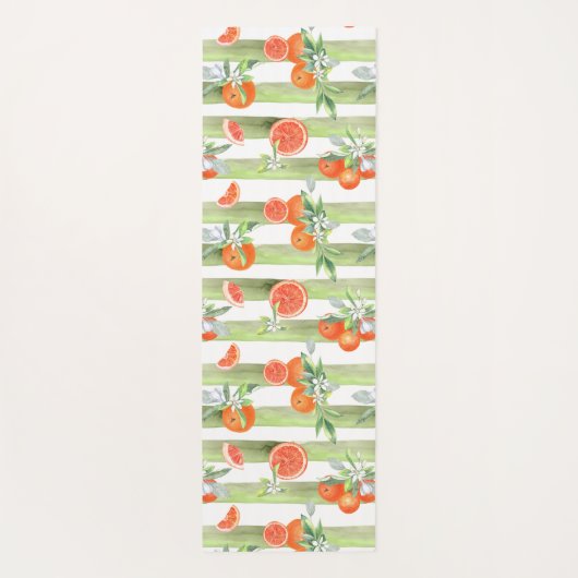 Orangen auf grünen und weißen Streifen Yogamatte (Rückseite)