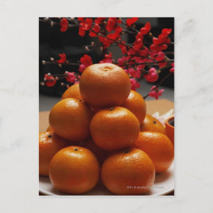 Orangen auf Platte gestanzt Postkarte