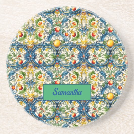 Orangen aus dem sizilianischen Mittelmeer, majolic Getränkeuntersetzer (Vorne)