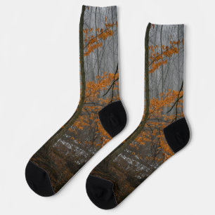 Orangen Blätter Socken