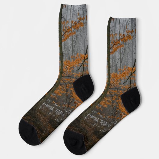 Orangen Blätter Socken (Linkes Detail)