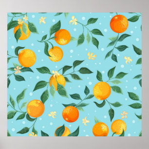 Orangen, Blume: nahtlos aus Spinnstoffen. Poster
