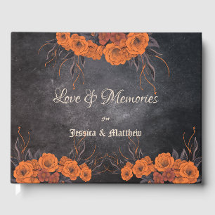 Orangen Blumen Elegante Hochzeit Gästebuch
