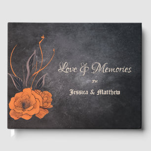 Orangen Blumen Elegante Minimalistische Hochzeit Gästebuch