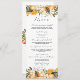 Orangen Blumenzitrus Blume Menü Hochzeit Menükarte