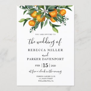 Orangen-Botanische Hochzeit Einladung