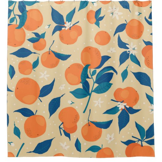 Orangen Branchen: Beige Hintergrundmuster Duschvorhang (Vorderseite)