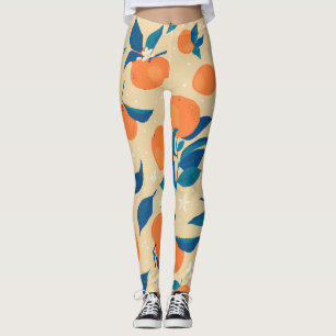 Orangen Branchen: Beige Hintergrundmuster Leggings