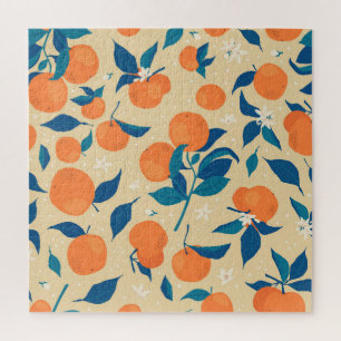 Orangen Branchen: Beige Hintergrundmuster Puzzle