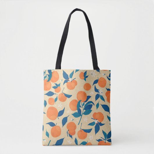 Orangen Branchen: Beige Hintergrundmuster Tasche (Vorderseite)