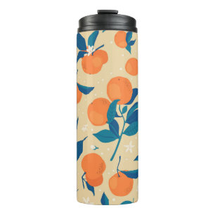 Orangen Branchen: Beige Hintergrundmuster Thermosbecher