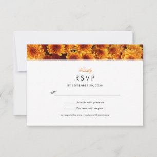 Orangen Chrysanthemen Hochzeit RSVP Karte