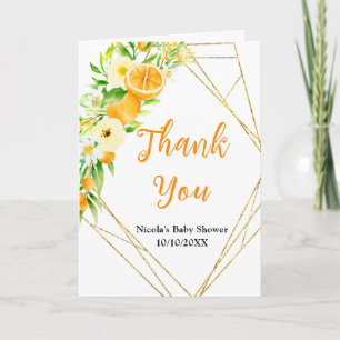 Orangen Citrus Baby Shower Dankeskarte