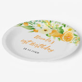 Orangen Citrus Baby Shower Pappteller (Schrägansicht)