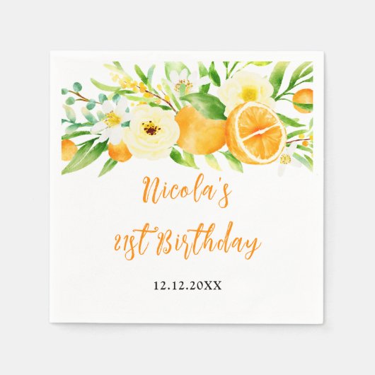 Orangen Citrus Baby Shower Serviette (Vorderseite)