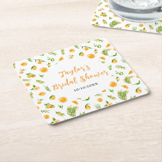 Orangen Citrus Brautparty Rechteckiger Pappuntersetzer (angewinkelt)