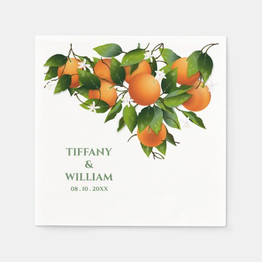 Orangen Citrus Frucht Cocktail Party Napkins Serviette (Vorderseite)