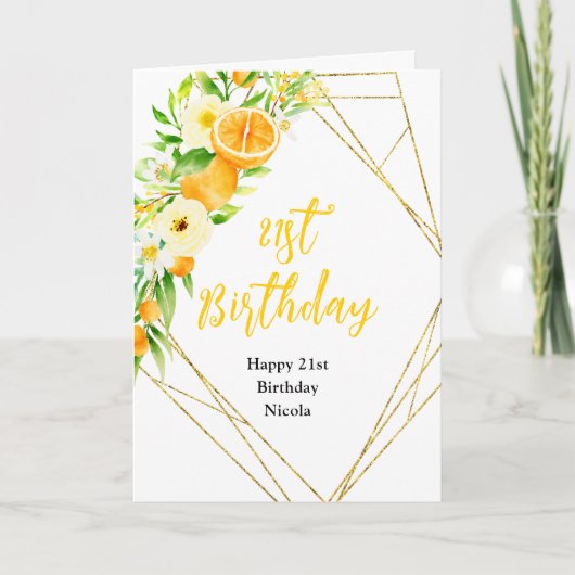 Orangen Citrus Geburtstag Karte (Vorderseite)