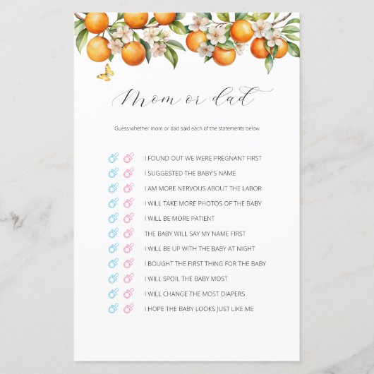 Orangen Citrus Mama oder Vater Kinderduschenspiel (Vorderseite)