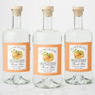 Orangen der Wasserfarben Dots Orangecello Hochzeit Alkoholflaschenetikett