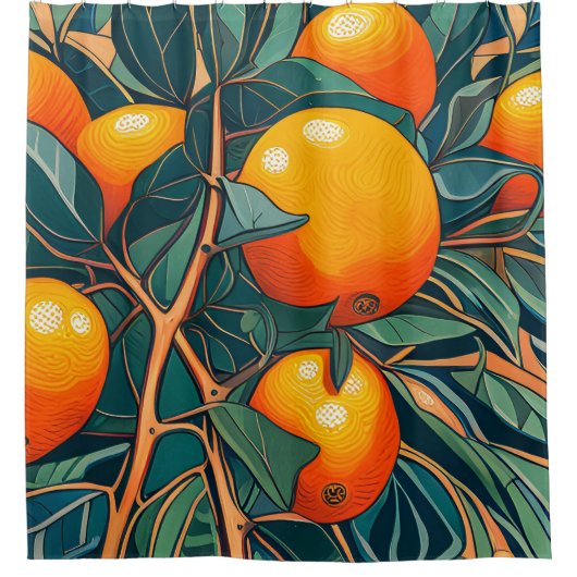 Orangen Design Duschvorhang mit Liner (Vorderseite)