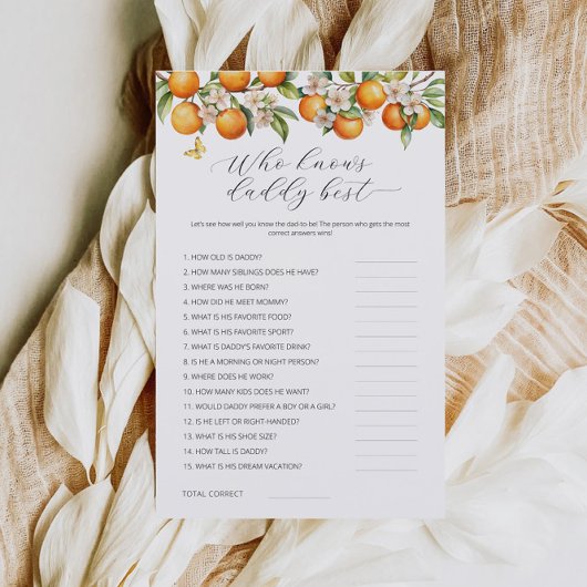 Orangen, die Daddy Best Baby Shower Game kennen