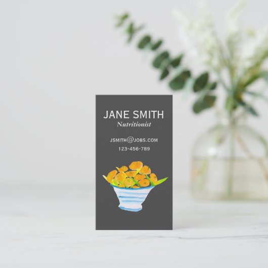 Orangen Ernährungsberater Wellness Coach Visitenka Visitenkarte (Stehend Vorderseite)