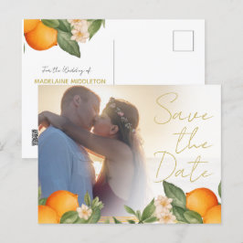 Orangen-Foto-Overlay für Hochzeiten Save the Date Ankündigungspostkarte
