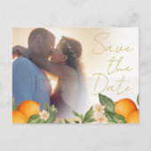 Orangen-Foto-Overlay für Hochzeiten Save the Date Ankündigungspostkarte (Vorderseite)