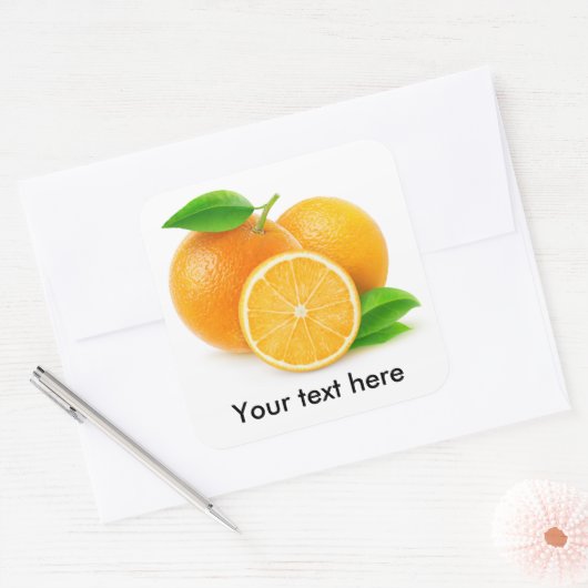 Orangen, frisch quadratischer aufkleber (Umschlag)