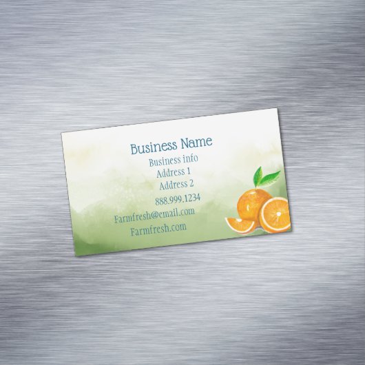 Orangen Frische Fruchtsäfte oder Getränke Magnetische Visitenkarte (Beispiel)