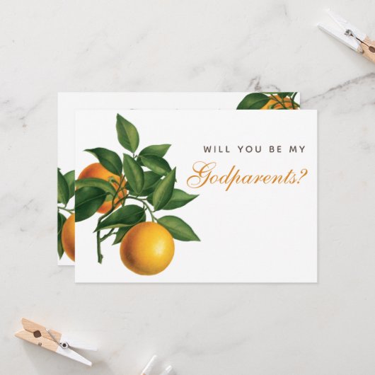 Orangen Godeltern Vorschlag Botanische Grüne Blätt Karte (Vorderseite/Rückseite Beispiel)