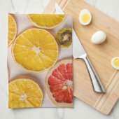 Orangen-Grapefruits und Kiwi-Muster-Früchte Geschirrtuch (Viertel Falte)