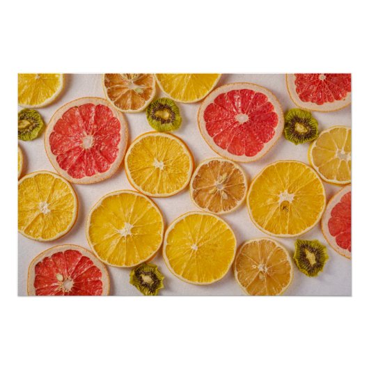 Orangen-Grapefruits und Kiwi-Muster-Früchte Poster (Vorderseite)