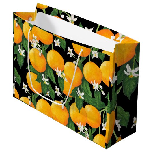 Orangen Große Geschenktüte (Vorderseite Schrägansicht)