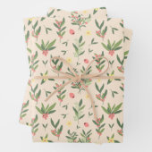 Orangen-, Grün- und Lachszweigmuster Geschenkpapier Set (Beispiel)