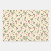 Orangen-, Grün- und Lachszweigmuster Geschenkpapier Set (Vorderseite)